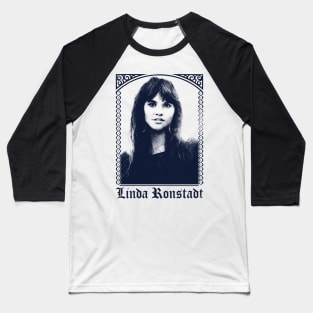 Linda Ronstadt / Faded Retro 1970s Style Fan Design Baseball T-Shirt